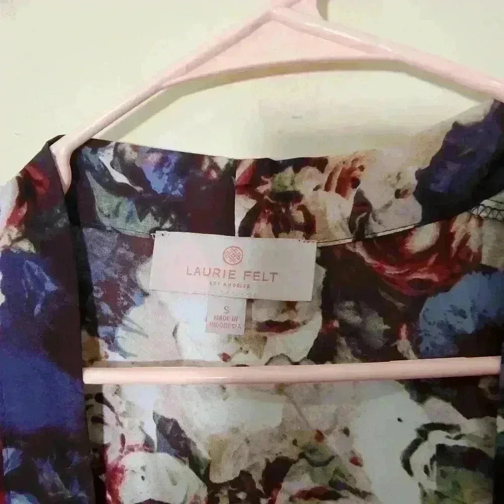 Laurie felt  floral open cardigan kimono purple and red/blue size small - Picture 3 of 7
